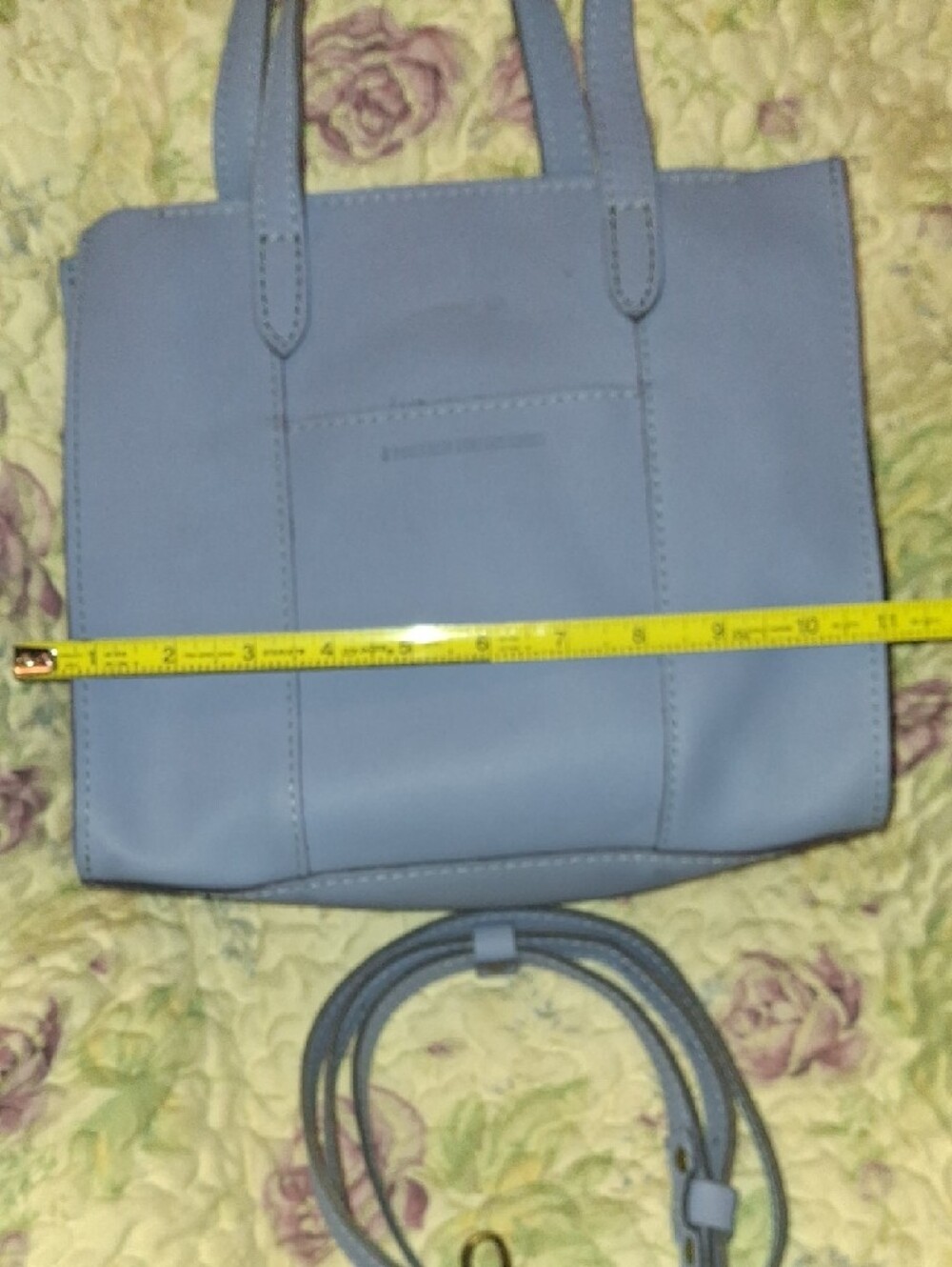 Light Blue Leather Tote with Removable Strap - Picture 5 of 16